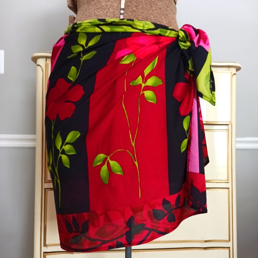 Vintage, NWT " Cole of California" Hawaiian Floral Wrap, Sarong Scarf! One Size